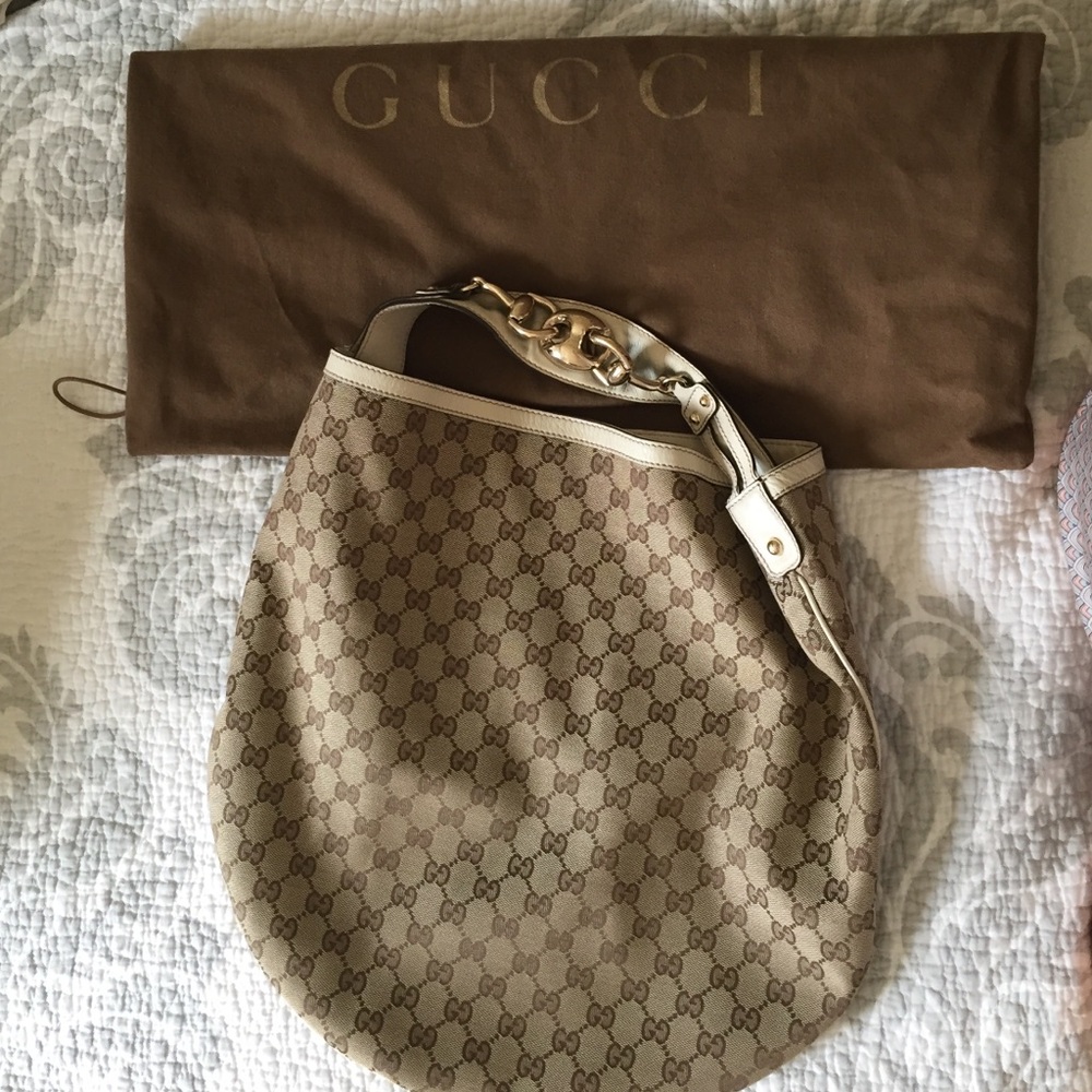 Gucci Beige and Brown GG Shoulder Bag